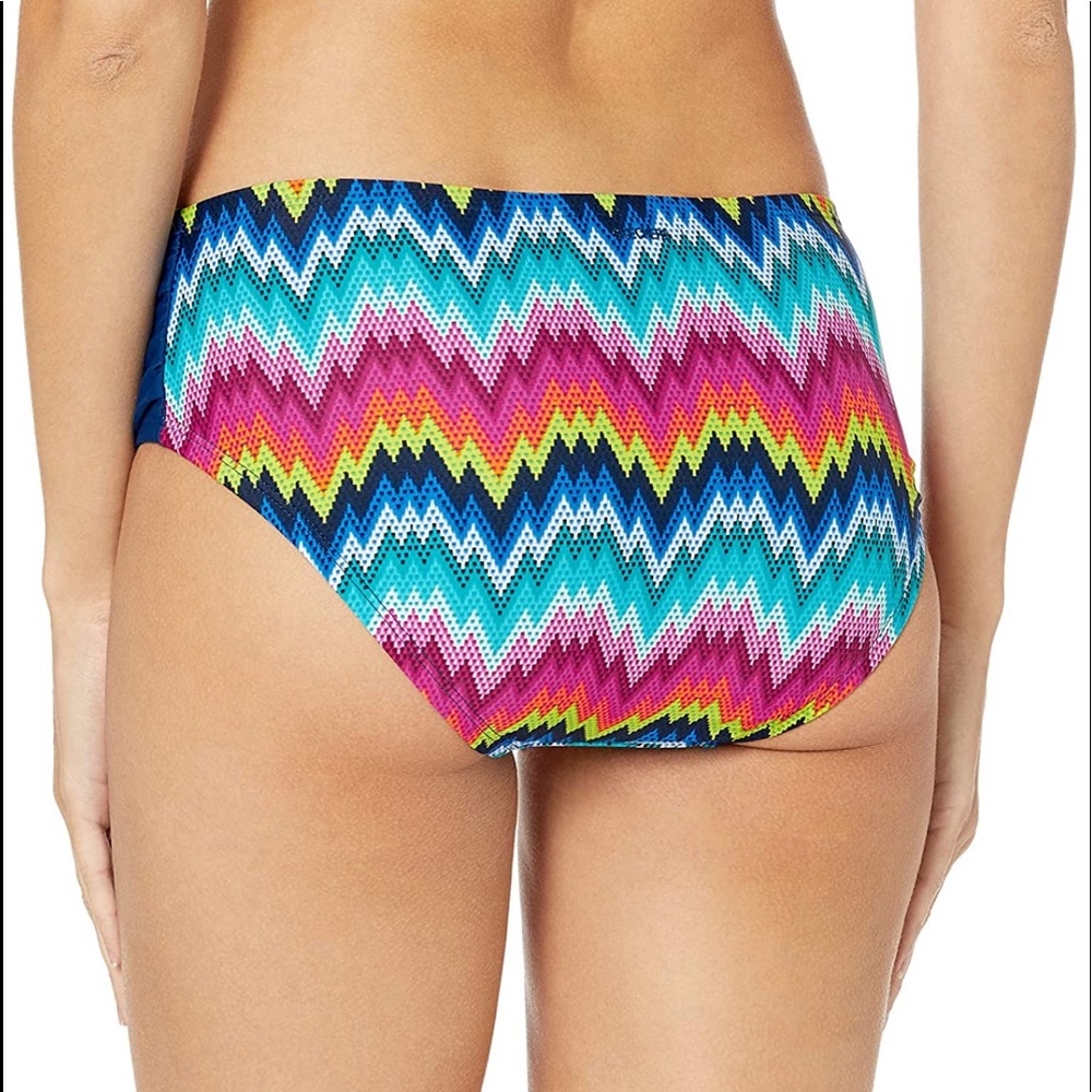 Skechers Flamin Hot Hipster Bikini Bottom Blue Multicolor Zig Zag Size Small